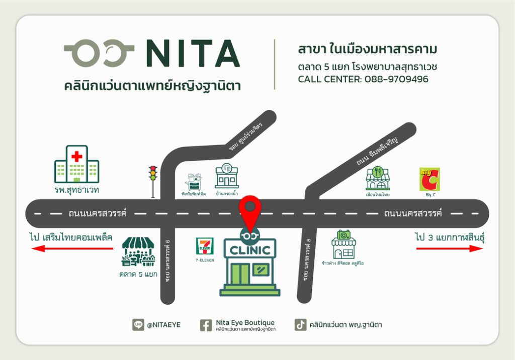 NITA EYE คลินิกแว่นตาแพทย์หญิงฐานิตา สาขามหาสารคาม